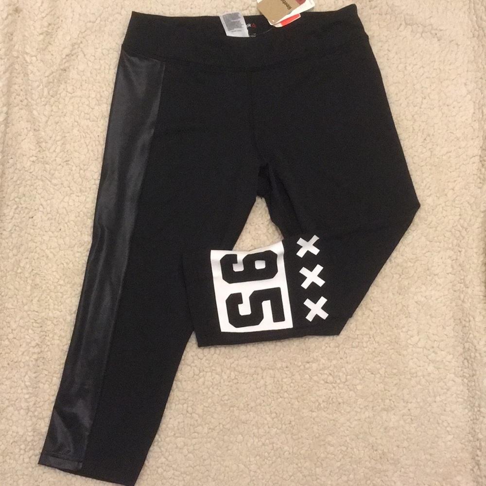 Reebok Speedwick black white graphic athletic leggings